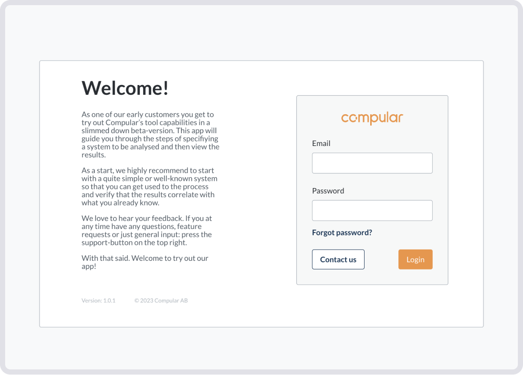 Computer mockup of login page